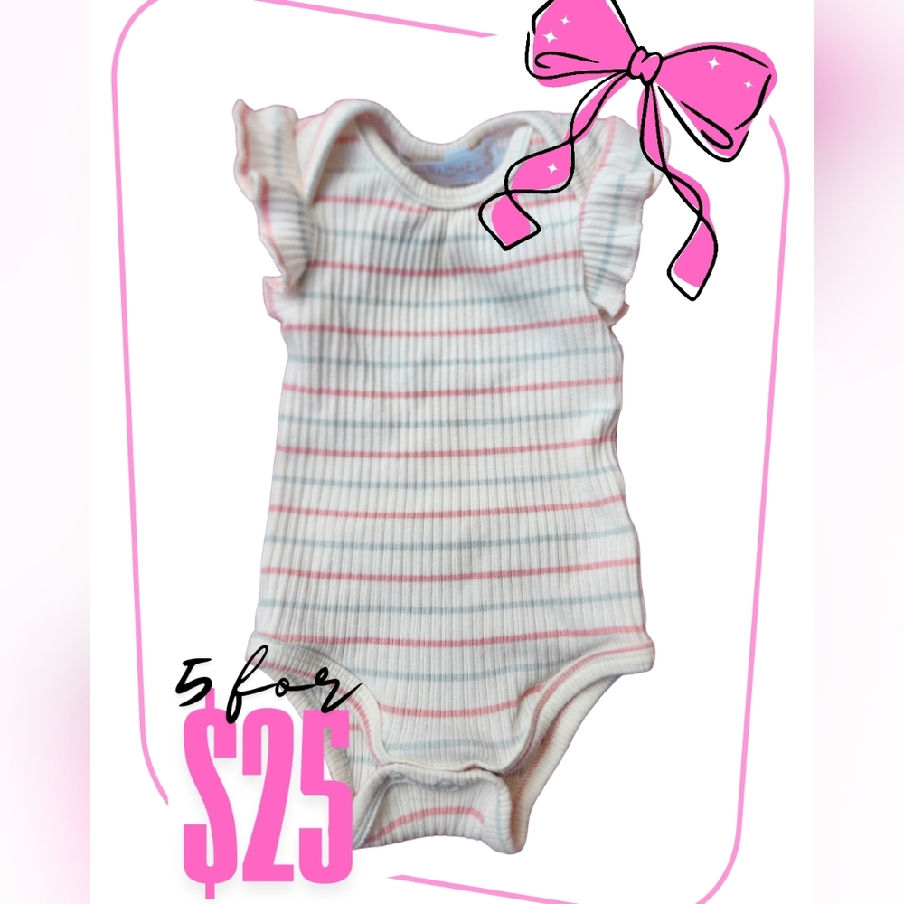 Striped Onesie With Ruffle Sleeves